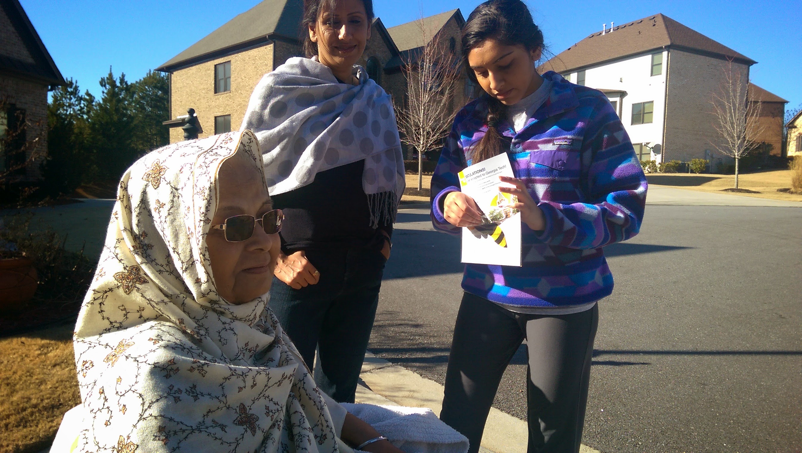 February 7, 2014: Enjoying a sunny day outside our home